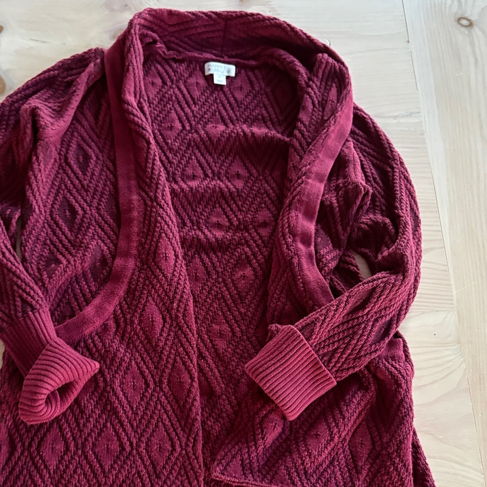 Market & Spruce Maroon Textured Cardigan